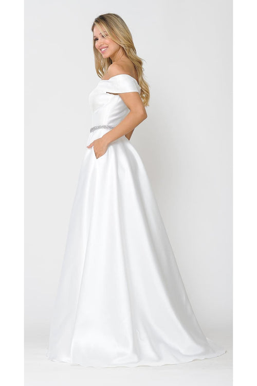 POLY USA 8680 Elegant Off The Shoulder Formal Wedding Bridal Gown