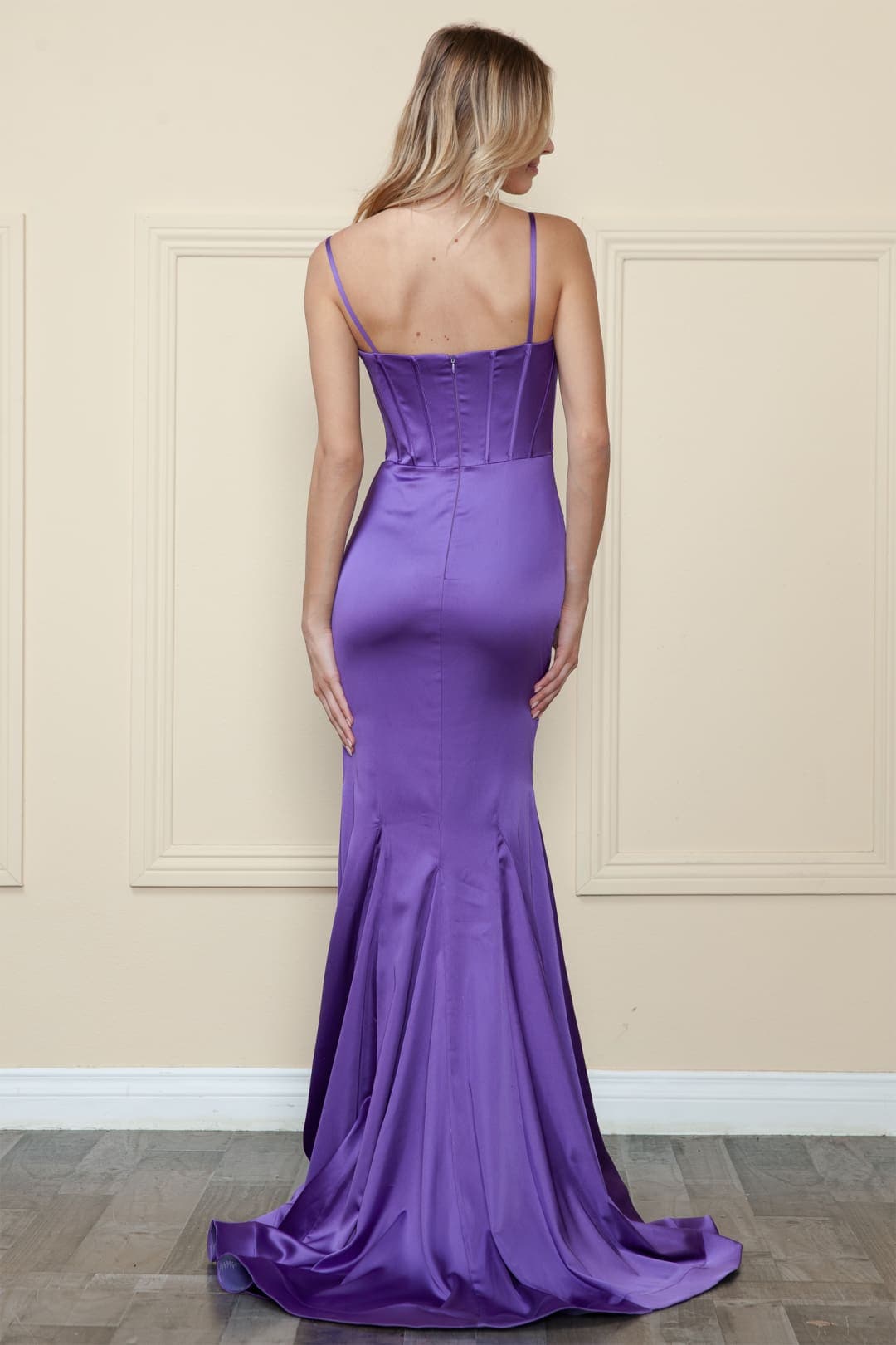 POLY USA 9008 Spaghetti Strap Satin Sweetheart Mermaid Formal Dress