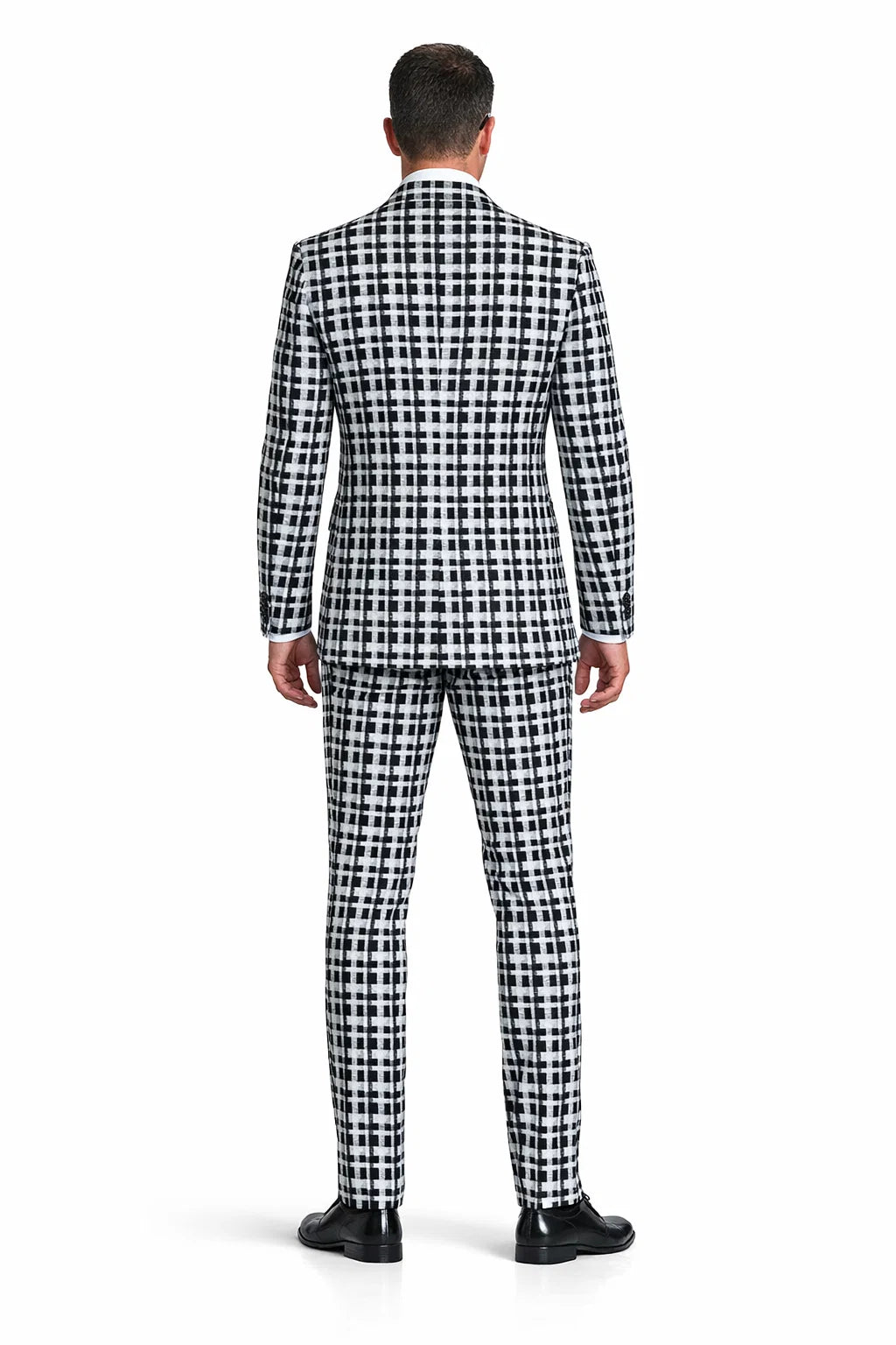Statement Men’s 3-Piece 100% Wool Fashion Suit – Unique Checker Pattern