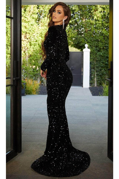 Portia and Scarlett PS21034 Black Sequin Long Sleeve Evening Dress
