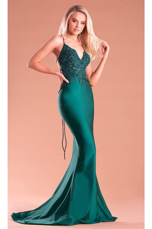 Portia and Scarlett PS21116 -long- Embellished V-Neck Mermaid Dress for a Sophisticated Style