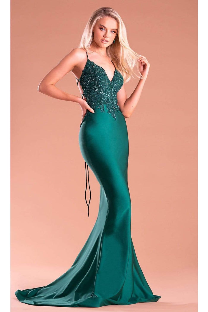Portia and Scarlett PS21116 -long- Embellished V-Neck Mermaid Dress for a Sophisticated Style