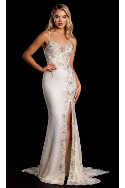 Portia and Scarlett PS21237 -long- Beaded Backless Junior Prom Gown for a Stunning Silhouette