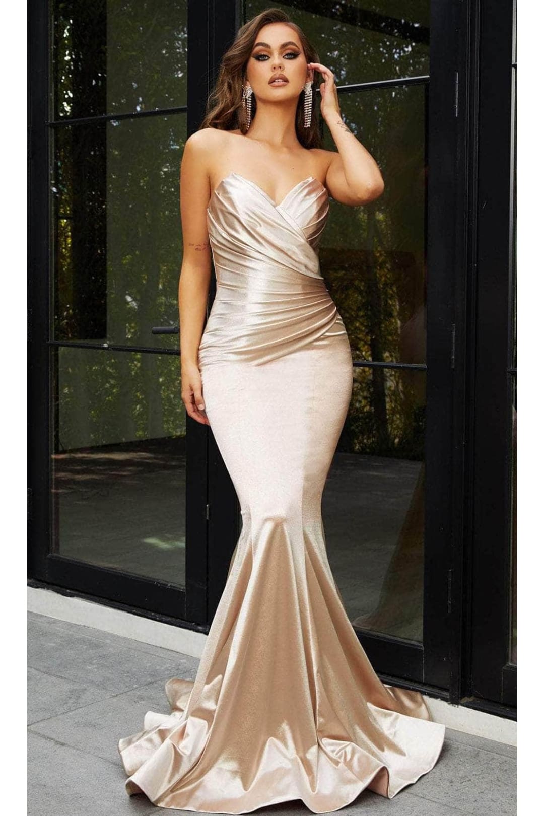 Portia and Scarlett PS21279 -long- Mermaid Prom Dress with Pleat-Ornate Detail