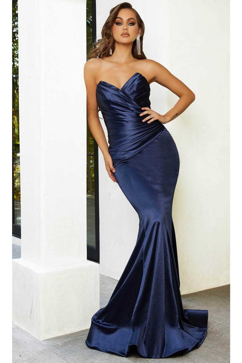 Portia and Scarlett PS21279 -long- Mermaid Prom Dress with Pleat-Ornate Detail