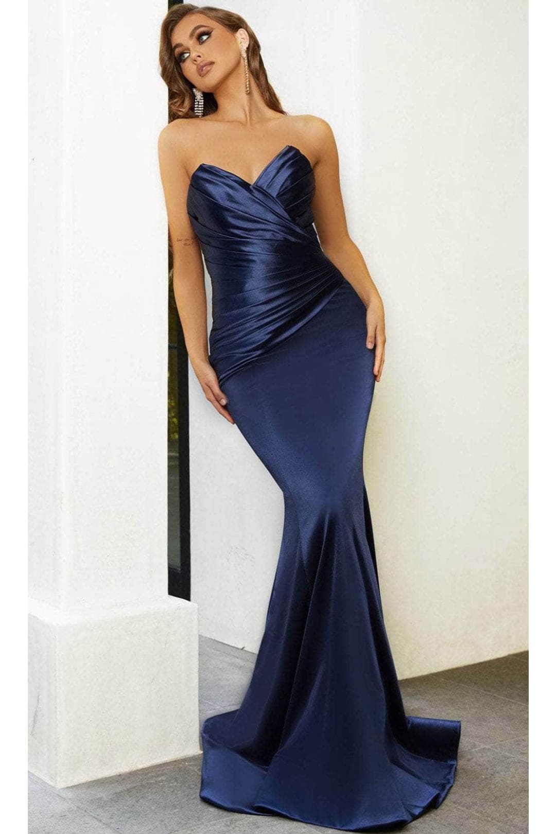 Portia and Scarlett PS21279 -long- Mermaid Prom Dress with Pleat-Ornate Detail