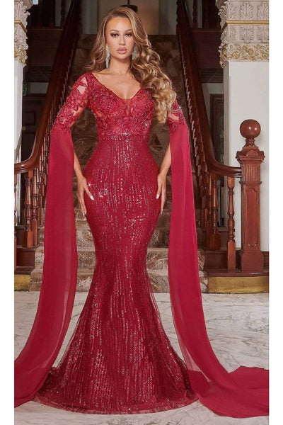Portia and Scarlett PS22168 -long- Bat Sleeved Embellished Mermaid Gown for a Unique Silhouette