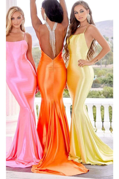 Portia and Scarlett PS22365 - long- Sleeveless Satin Gown with an Open Back Design