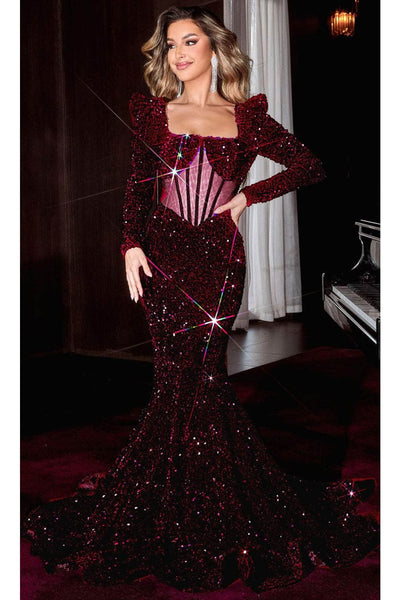 Portia and Scarlett PS22556 -long- Evening Gown with a Square Sheer Corset Design