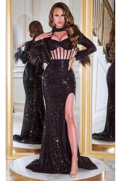 Portia and Scarlett PS23028 - long-Corset Cutout Sequin Evening Gown