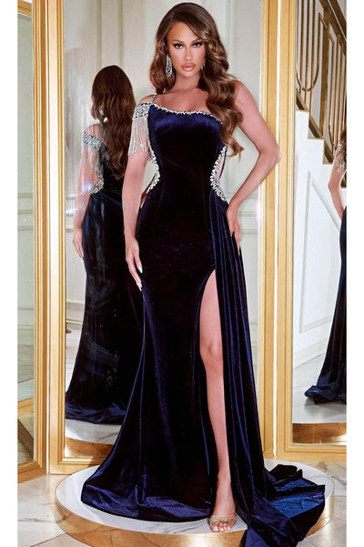 Portia and Scarlett PS23030 long Bejeweled Velvet Evening Gown for Luxe Style