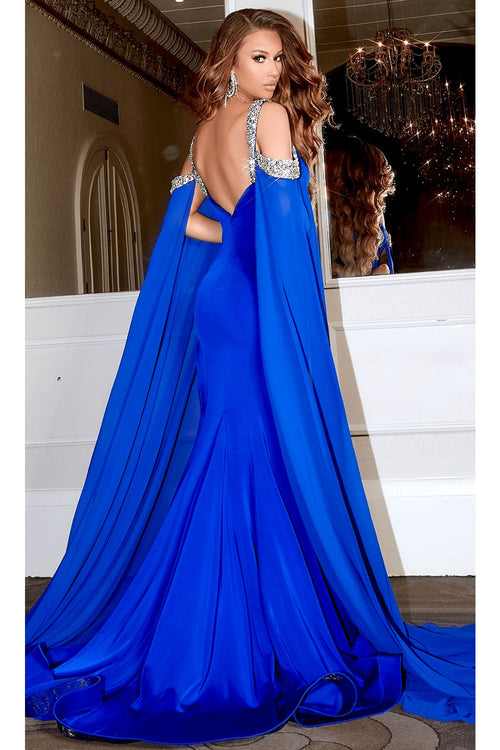 Portia and Scarlett PS23160 -long- Jeweled Cascade Prom Dress for a Dazzling Effect