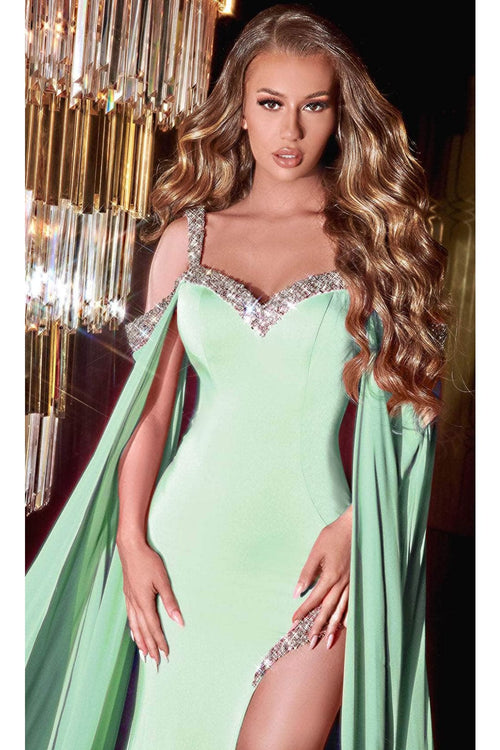 Portia and Scarlett PS23160 -long- Jeweled Cascade Prom Dress for a Dazzling Effect