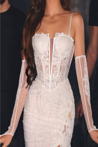 Portia and Scarlett PS23442 Sweetheart Lace Applique Long Prom Gown