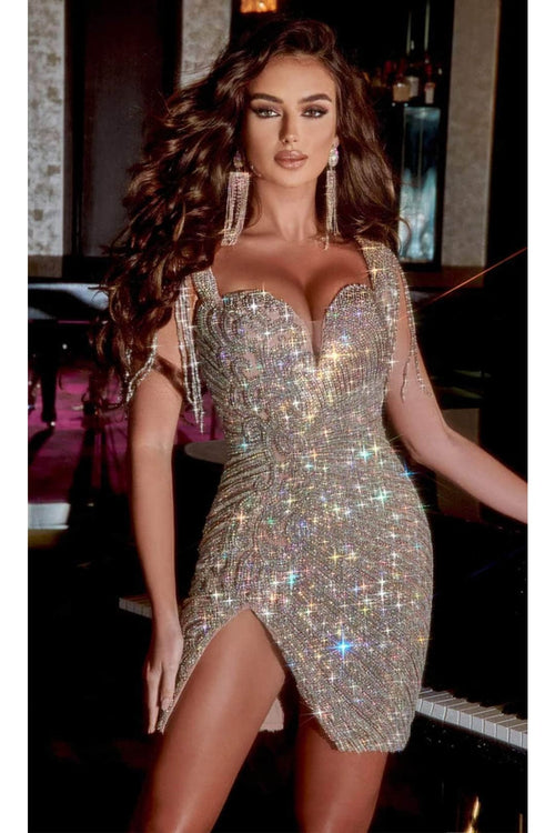Portia and Scarlett PS23502C - short-Deep Sweetheart Beaded Cocktail Dress