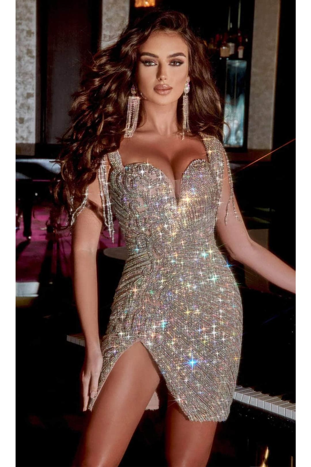 Portia and Scarlett PS23502C - short-Deep Sweetheart Beaded Cocktail Dress