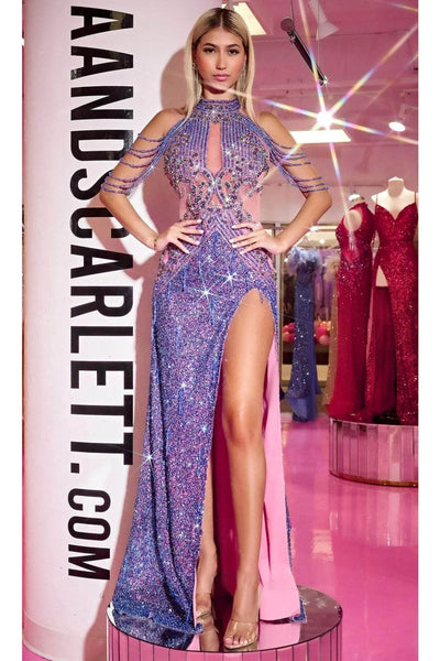 Portia and Scarlett PS23704C -long- Evening Dress with Bejeweled Cutouts