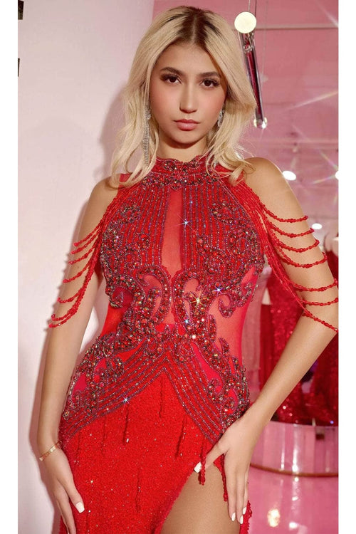 Portia and Scarlett PS23704C -long- Evening Dress with Bejeweled Cutouts