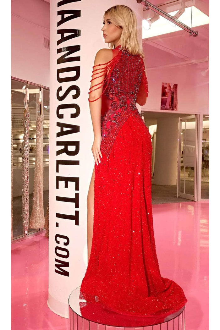 Portia and Scarlett PS23704C -long- Evening Dress with Bejeweled Cutouts