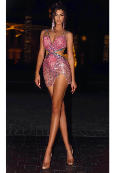 Portia and Scarlett PS23730C -Short- Beaded Cutout Homecoming Dress