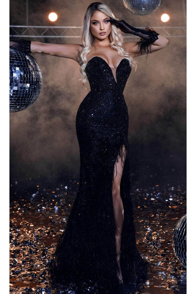 Portia and Scarlett PS23957 - long- Evening Gown Featuring Beaded Plunge Neckline