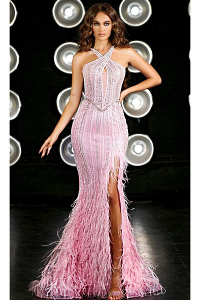 Portia and Scarlett Long Prom Gown Feather Evening Dress PS23970