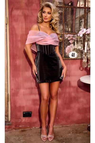 Portia and Scarlett PS24018 -short- Corseted Short Sheath Dress for a Flattering Silhouette