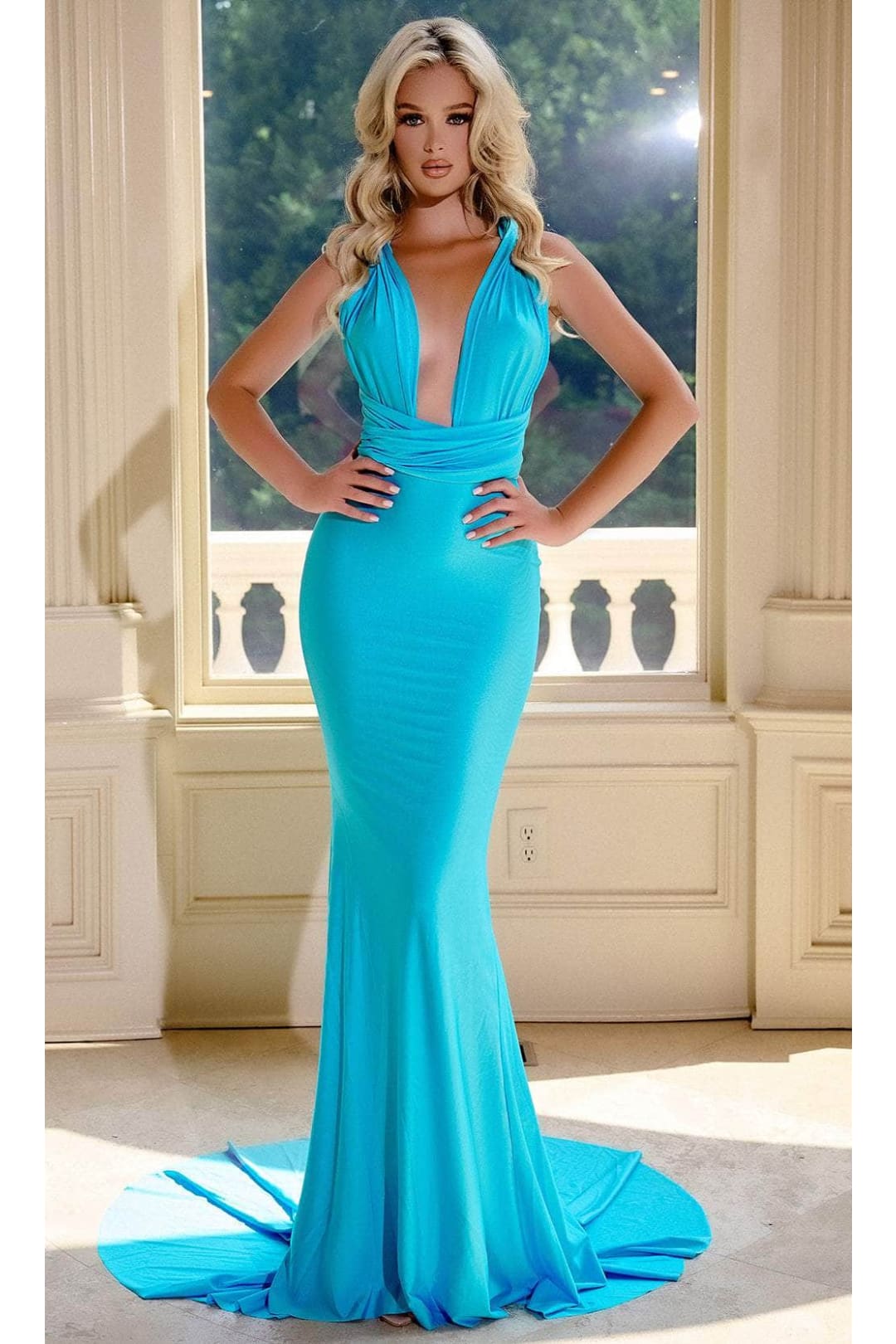 Portia and Scarlett PS24053X - long-Sleeveless Ruched Prom Dress
