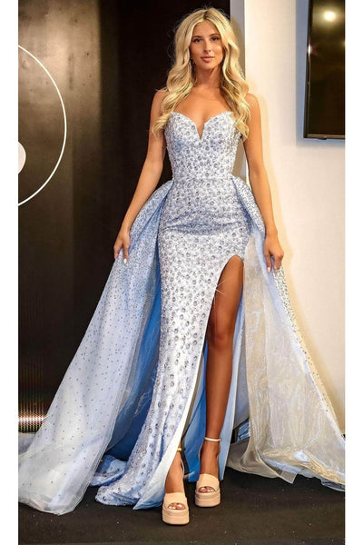 Portia and Scarlett PS24094 -long- Strapless Prom Gown with Overskirt for an Elegant Finish