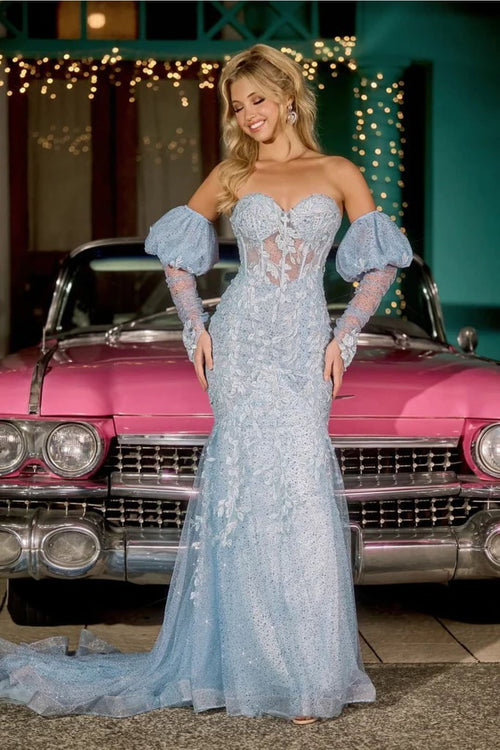 Portia and Scarlett PS24144 -long- Mermaid Prom Gown with Lace AppliquÃ©s