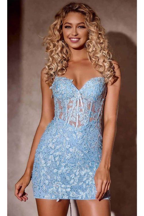 Portia and Scarlett PS24205 -short- Cocktail Dress with Lace Details