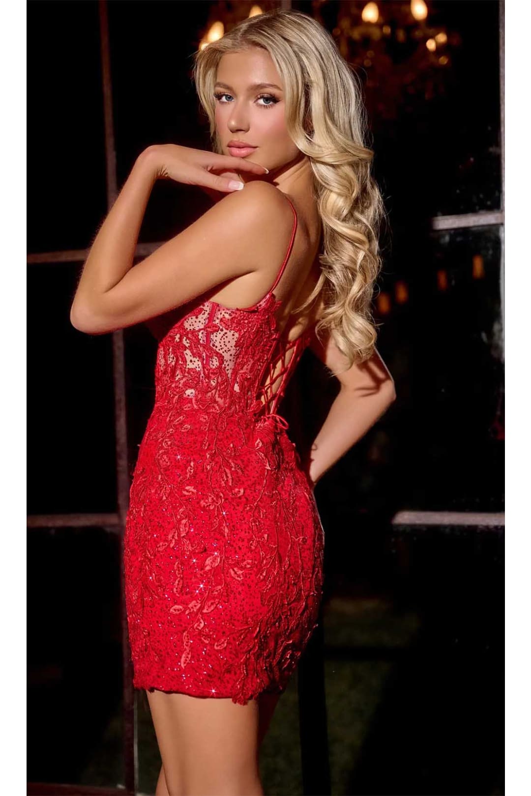Portia and Scarlett PS24205 -short- Cocktail Dress with Lace Details