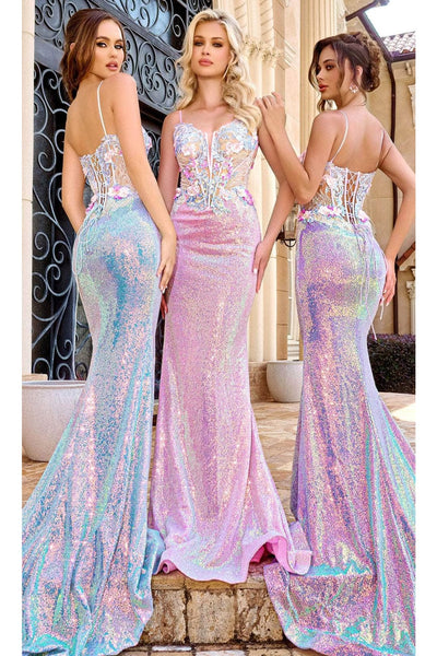 Portia and Scarlett PS24244 -long- Sheer Prom Dress with Embroidery