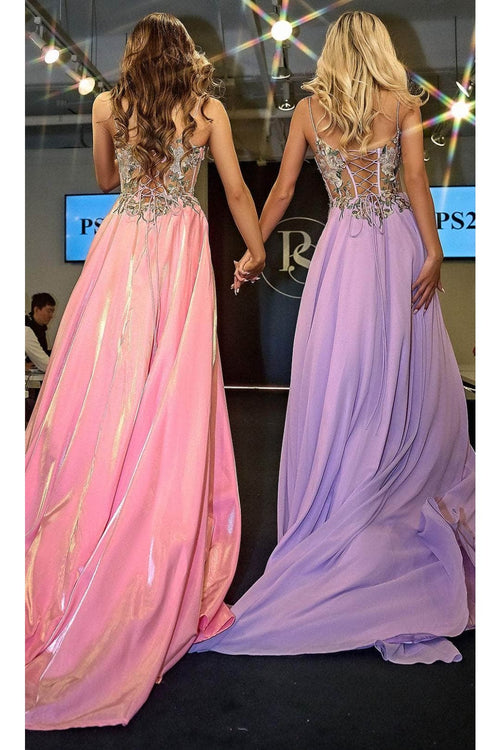 Portia and Scarlett PS24258 -long- Floral Embroidered Sweetheart Prom Gown