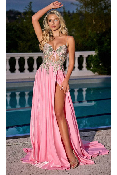Portia and Scarlett PS24258 -long- Floral Embroidered Sweetheart Prom Gown