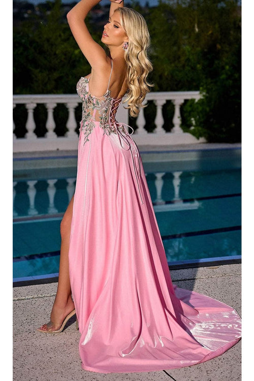 Portia and Scarlett PS24258 -long- Floral Embroidered Sweetheart Prom Gown