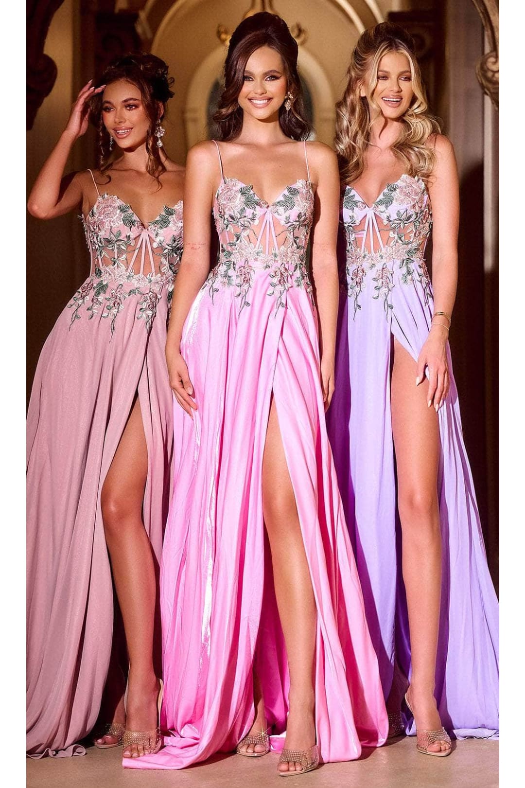 Portia and Scarlett PS24258 -long- Floral Embroidered Sweetheart Prom Gown