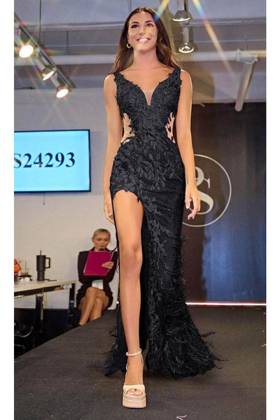 Portia and Scarlett PS24293 -long- AppliquÃ©d Prom Dress with High Slit
