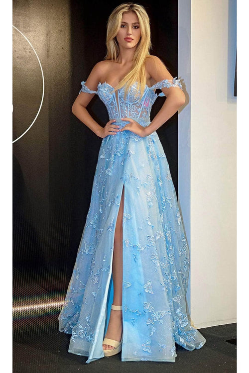Portia and Scarlett PS24513X -long- Prom Dress with Butterfly Motif