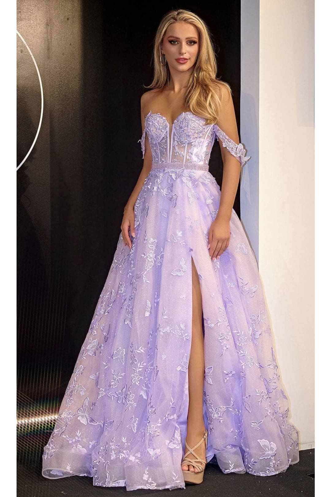 Portia and Scarlett PS24513X -long- Prom Dress with Butterfly Motif