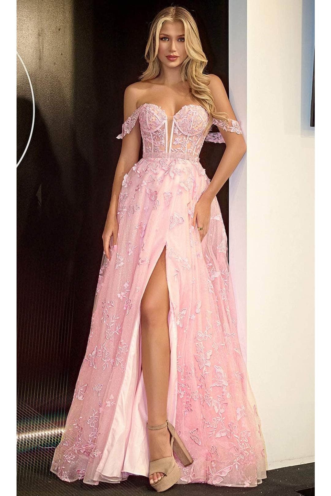 Portia and Scarlett PS24513X -long- Prom Dress with Butterfly Motif
