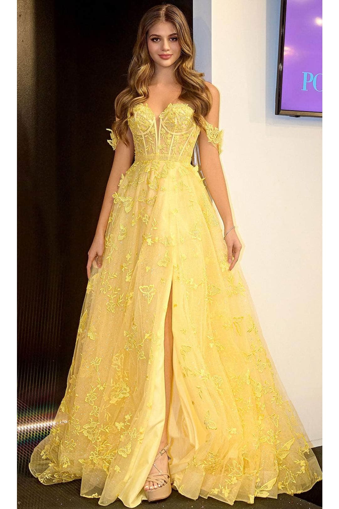 Portia and Scarlett PS24513X -long- Prom Dress with Butterfly Motif