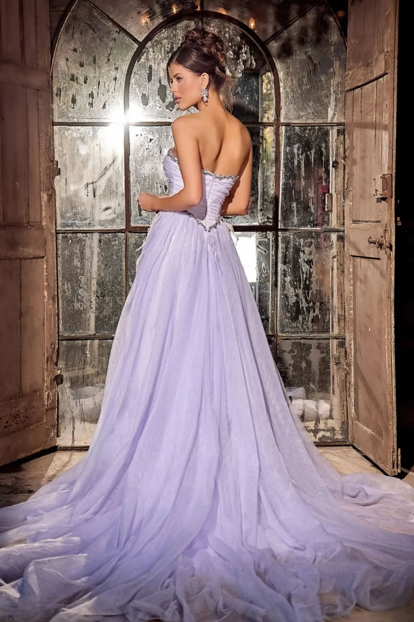 Portia and Scarlett PS24632 Ruched Corset Sweetheart High Slit Gown