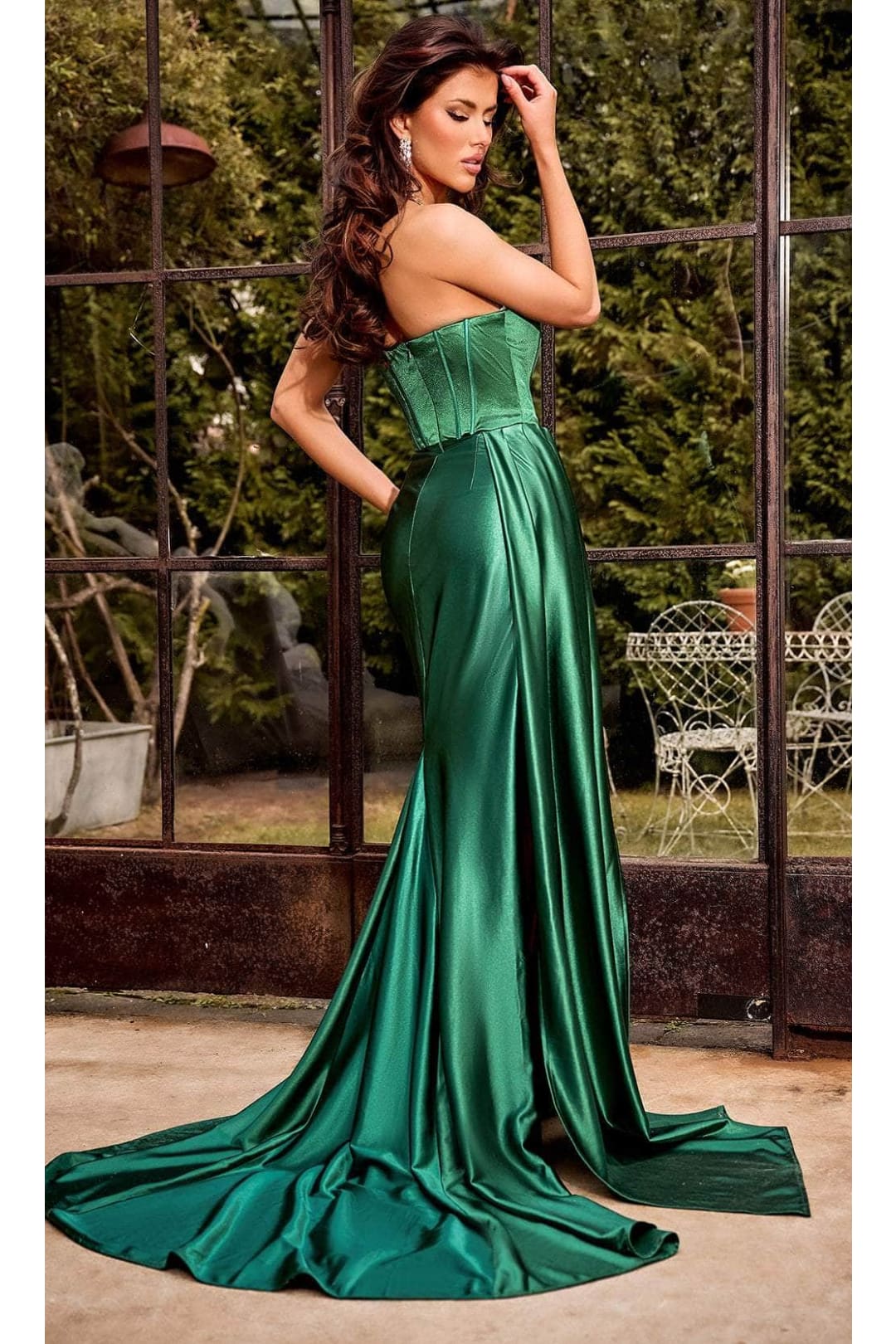 Portia and Scarlett PS24682 Satin Evening Gown with High Slit