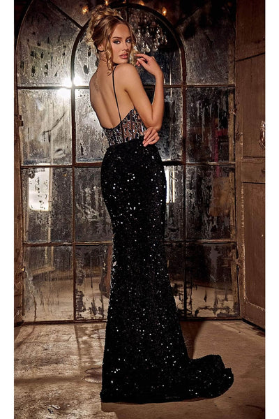 Portia and Scarlett PS24694 - long-V-Neck Sheath Gown Embellished with Sequins