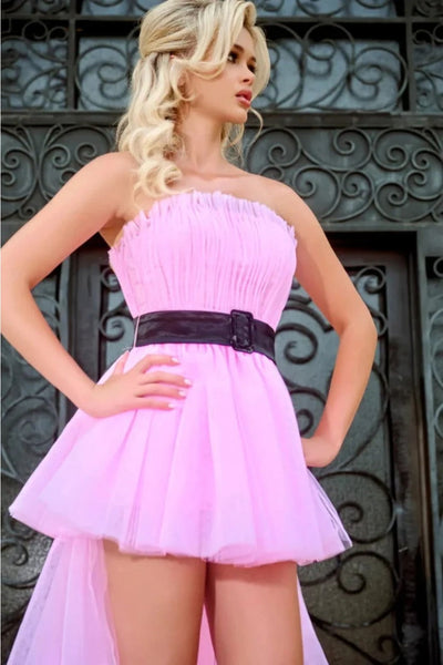 Portia and Scarlett PS24696 - high-Low Pink Tulle Evening Prom Dress