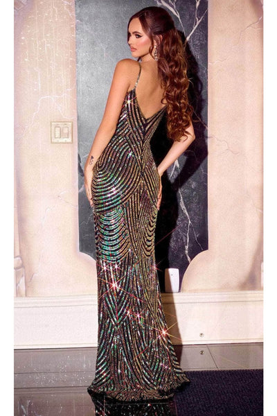 Portia and Scarlett PS24816X -long- Prom Dress with Chevron Motif