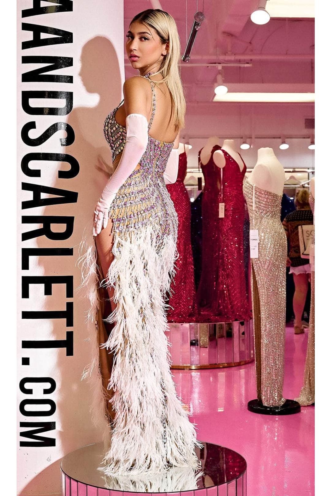 Portia and Scarlett Silver & Nude Couture Prom Evening Dress PS24861C