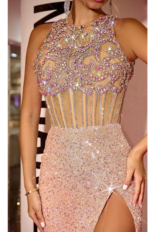 Portia and Scarlett PS24879C -long- Embellished Evening Dress with Jewel Neckline
