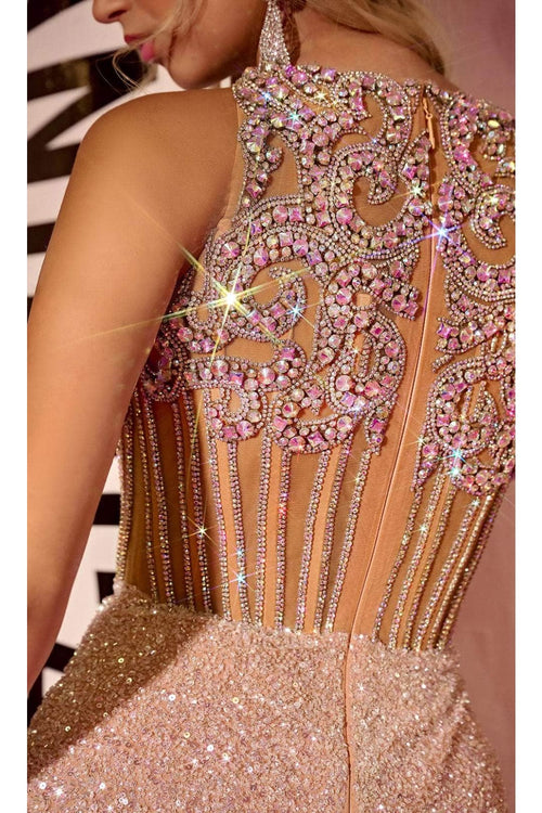 Portia and Scarlett PS24879C -long- Embellished Evening Dress with Jewel Neckline